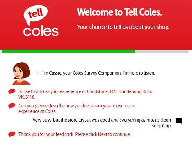 Screenshot Of Coles Survey 6